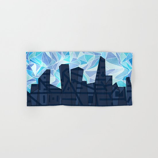 Barruf's Skyline In Blue Hand & Bath Towel
