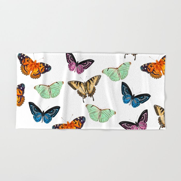 World colorful Butterfly pattern Design Hand Bath Towel by Move