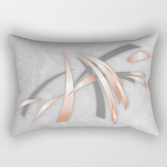 Rose Gold Gray Marble Abstract Rectangular Pillow