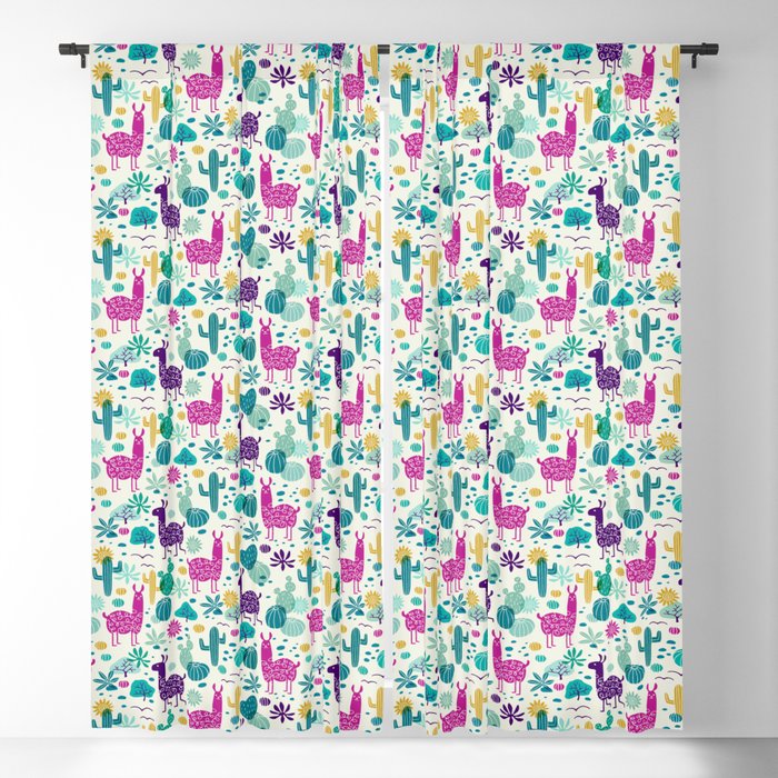 Llama desert turquoise/purple Blackout Curtain