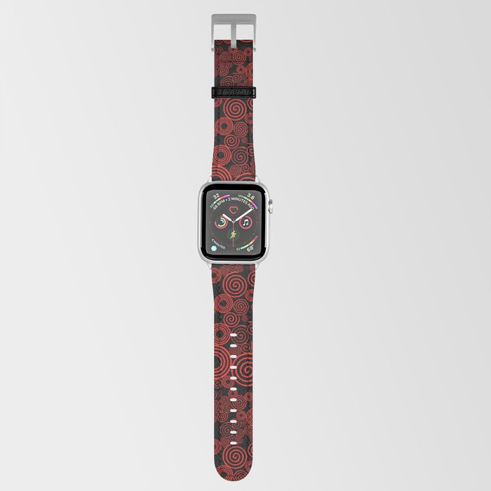 Trippy Red and Black Spiral Pattern Apple Watch Band