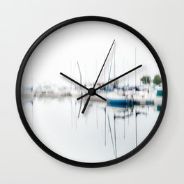 foggy harbor Wall Clock