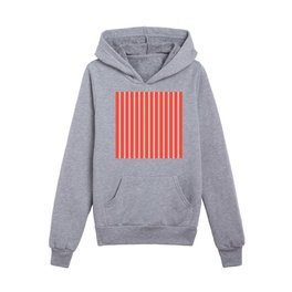 New! Spring 2023 Coral Red and Pink Skinny Stripe Pattern Kids Pullover Hoodies