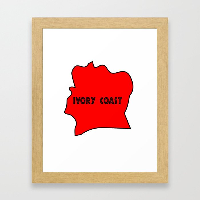 Ivory Coast Red Silhouette Framed Art Print