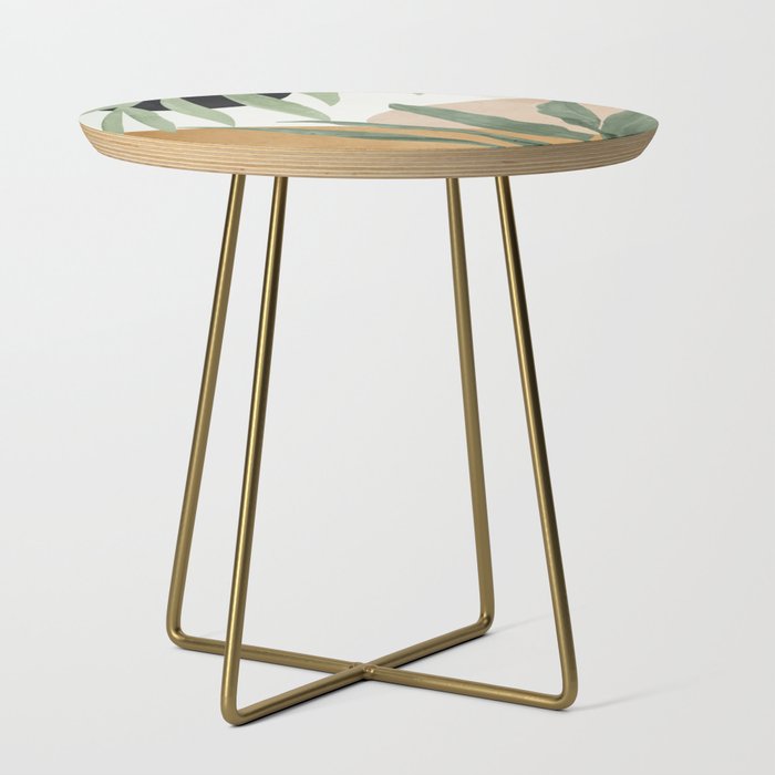 Abstract Art Tropical Leaves 4 Side Table