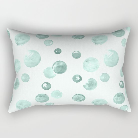 Aqua Sky Watercolors Polka Dots Rectangular Pillow
