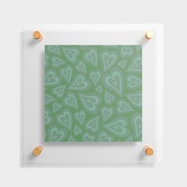 Retro Swirl Love - Green Floating Acrylic Print