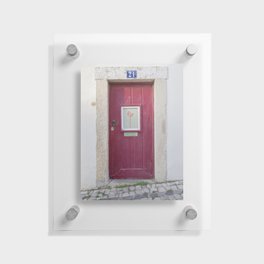 The red door nr. 21 art prin - frontdoor in Alfama, Lisbon, Portugal - street and travel photography Floating Acrylic Print
