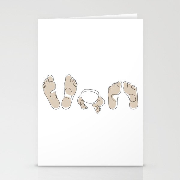 Beige Family Feet Stationery Cards