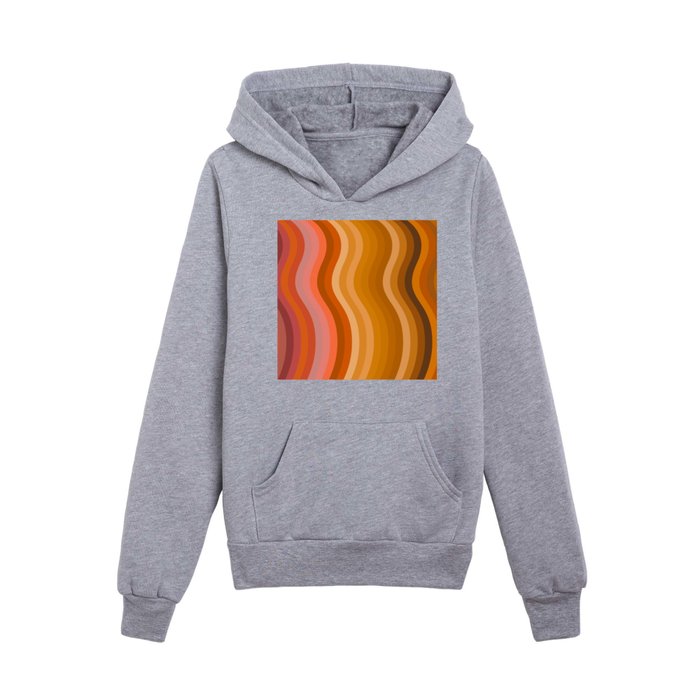 Groovy Wavy Lines in Retro 70s Colors Kids Pullover Hoodie by apricot+birch