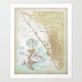 Anais Nin Vintage Mermaid Map Art Print