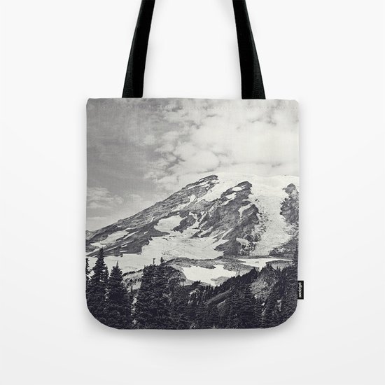 Mount Rainier B&W Tote Bag
