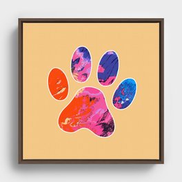 Colorful painting Leopard Paw print Framed Canvas