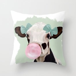 Girly Cow Throw Pillow