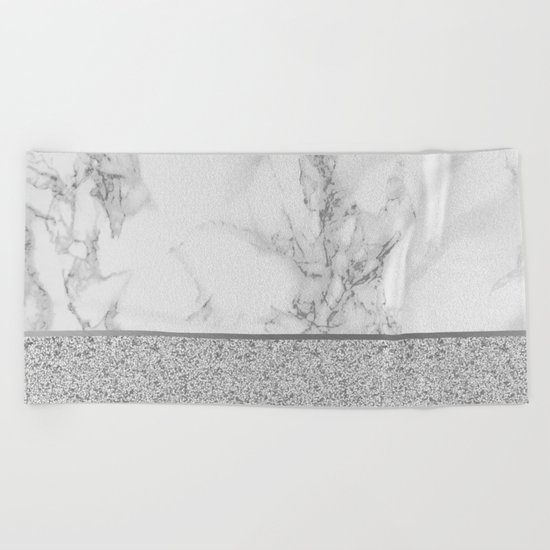 Marble + Glitter #1 Beach Towel