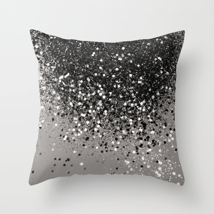Silver Gray Glitter (Faux Glitter) Throw Pillow