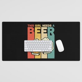 This Girl Needs A Beer Vintage Desk Mat