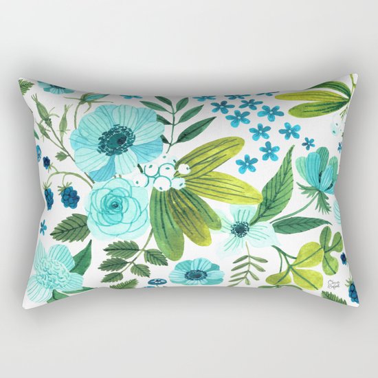 FLORA BLUES Rectangular Pillow