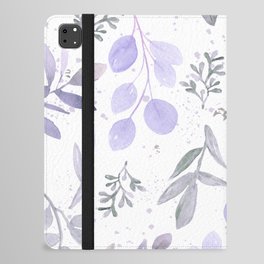 Modern lilac lavender gray watercolor floral leaves iPad Folio Case