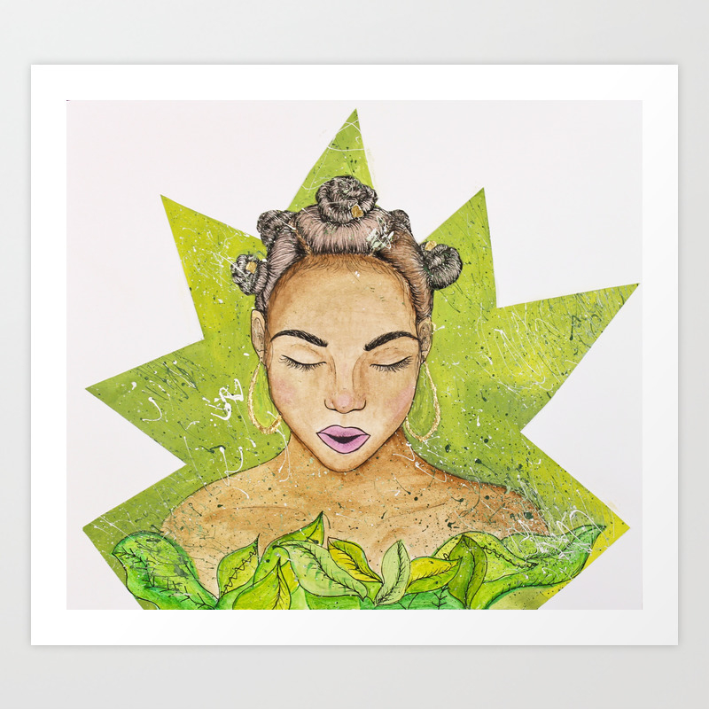 The Green Woman Art Print By Janeandjeanart Society6