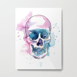 Abstract Skull Watercolor Metal Print | Abstractskull, Splatters, Abstract, Drawing, Funny, Skullillustration, Blue, Sketch, Skullwatercolor, Color 