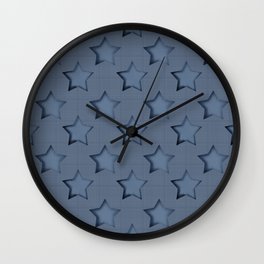Blue denim "Stars". Wall Clock