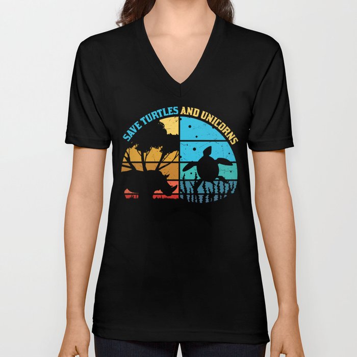 Save Turtles And Unicorns V Neck T Shirt