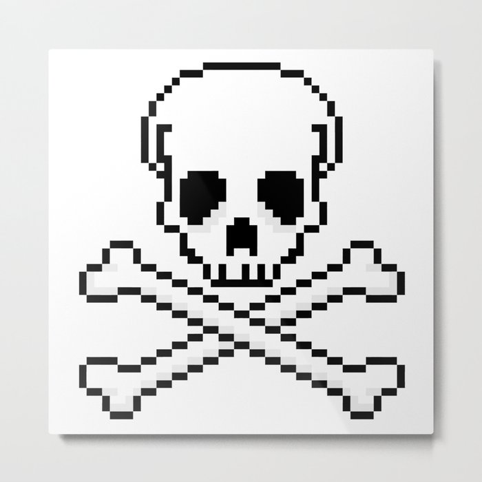 Pixel Skull And Crossbones. Metal Print
