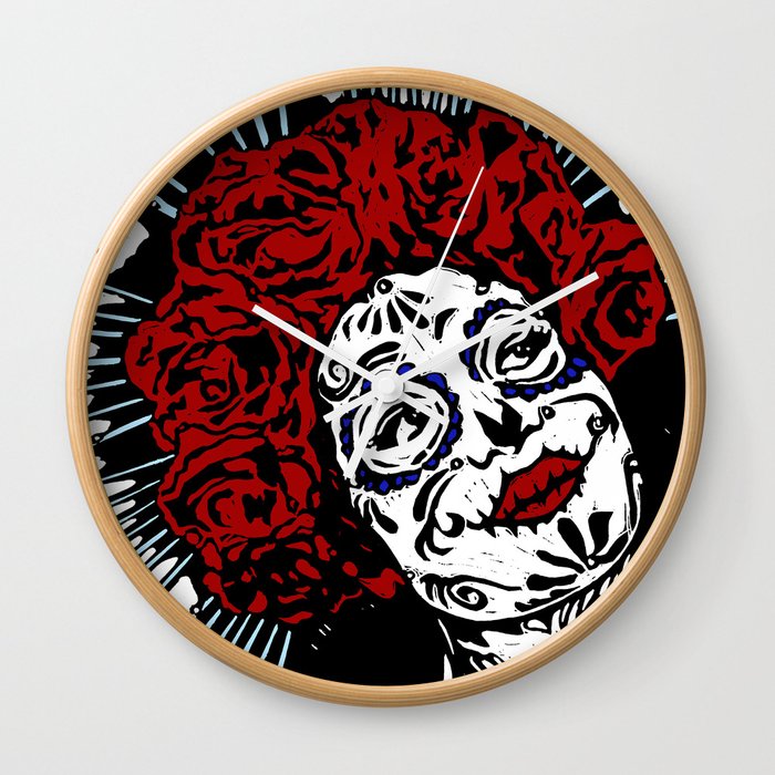 Sapphorica Creations- Carmelita Linocut Wall Clock