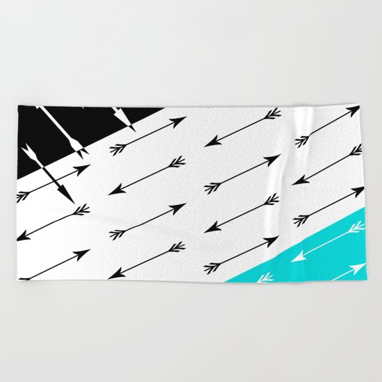 Turquoise black white pattern Boom 2 . Beach Towel
