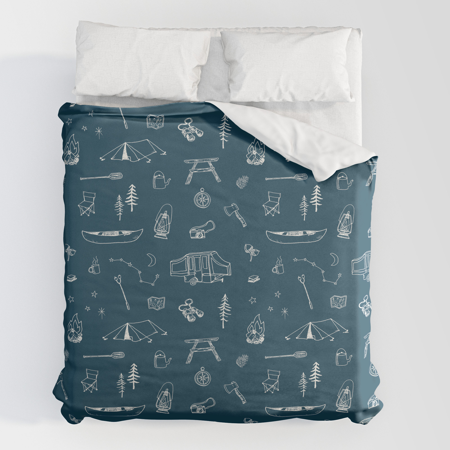 Simple Camping Blue Duvet Cover By The, Simple Duvet Covers