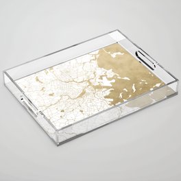 Boston White and Gold Map Acrylic Tray