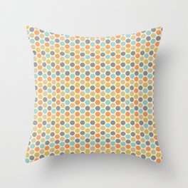 Mid-Century Modern Circles and Hexagons with Orange Accent Throw Pillow