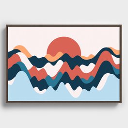 Vibrant Waves Harmoniously Cascading Abstract Nature Art In Modern Contemporary Color Palette Framed Canvas