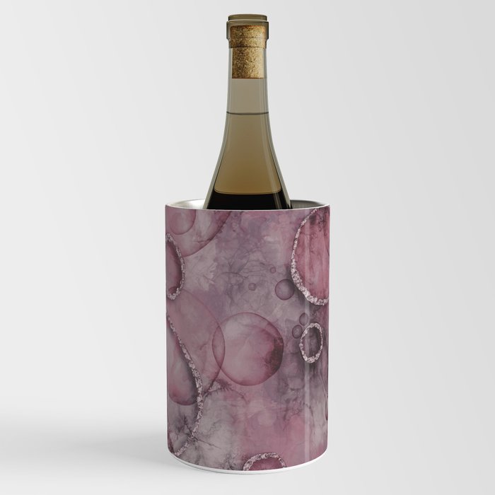 Elegant Glamour Alcohol Ink Marbled Painting Blush Pink Wine Chiller