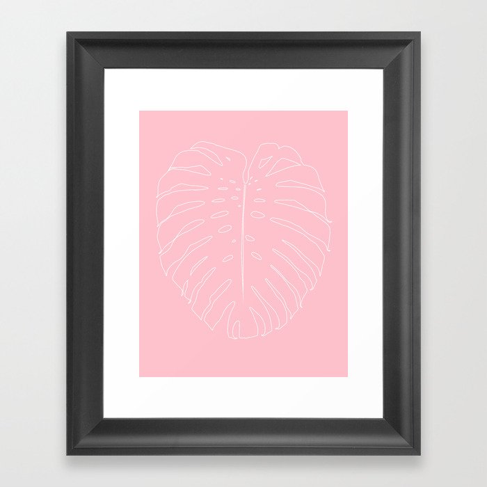 Monstera Leaf Finesse Line Art #2 #minimal #decor #art #society6 Framed Art Print