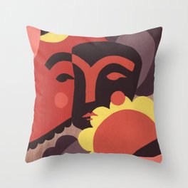 Flower People Abstract Portrait Throw Pillow