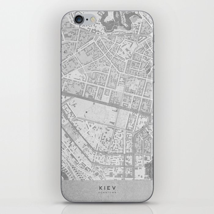 Map of Kiev downtown in vintage grayscale iPhone Skin