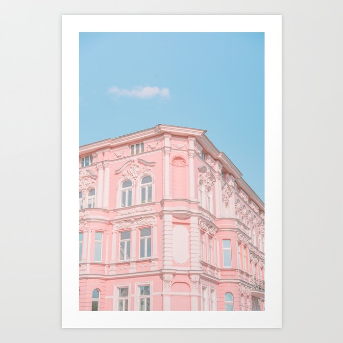 Pastel Pink Old Building - Bydgoszcz Poland Art Print