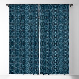 Liquid Light Series 24 ~ Blue Abstract Fractal Pattern Blackout Curtain