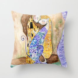 Cat. Inspired By Gustav Klimt Throw Pillow