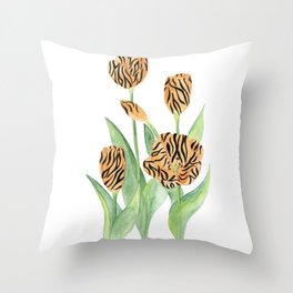 Wild Flowers - Tiger 2 Throw Pillow
