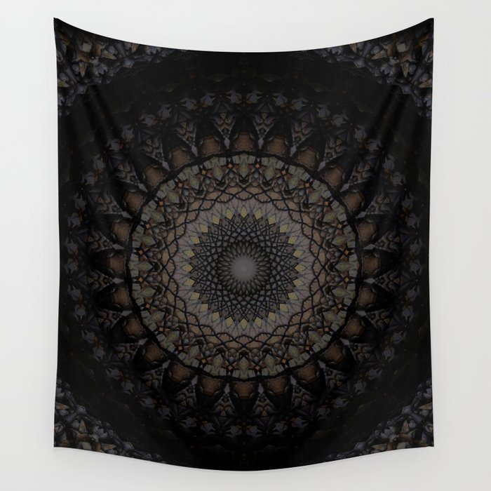 Dark Brown Digital Mandala Wall Tapestry - Unique Decor