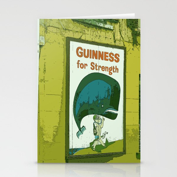 Guinness beer art print - 'Guinness for strength' vintage sign in green - vintage beer poster Stationery Cards
