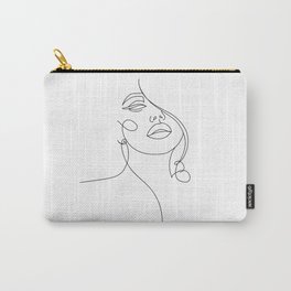 Woman in One Line #2 Carry-All Pouch | Girl, Woman, Female, Line Drawing, Simple, Face, Black And White, Minimalist, People, Ink 