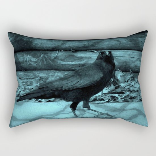 Blue Crow Shadows Rectangular Pillow