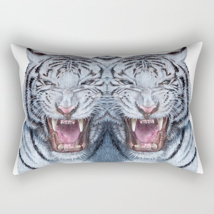 Double White tiger Rectangular Pillow