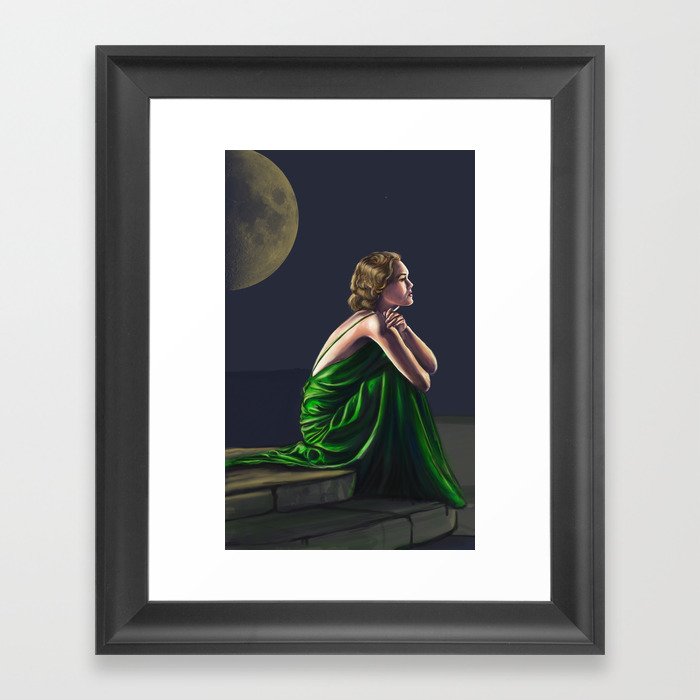 the girl with green dress Framed Art Print