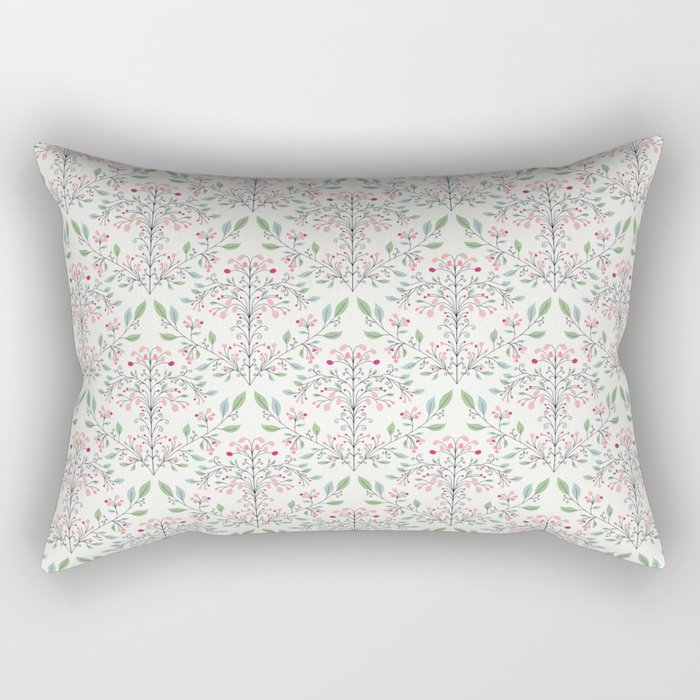Pink Berries - Floral Repeat Rectangular Pillow