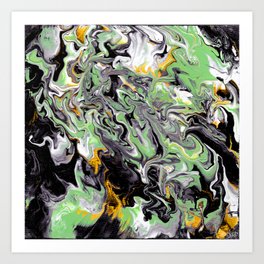 Green & Golden Marble Art Print | Trippy, Psychedelic, Abstract, Green, Painting, Pattern, Marble, Gold, Melting, Acrylic 